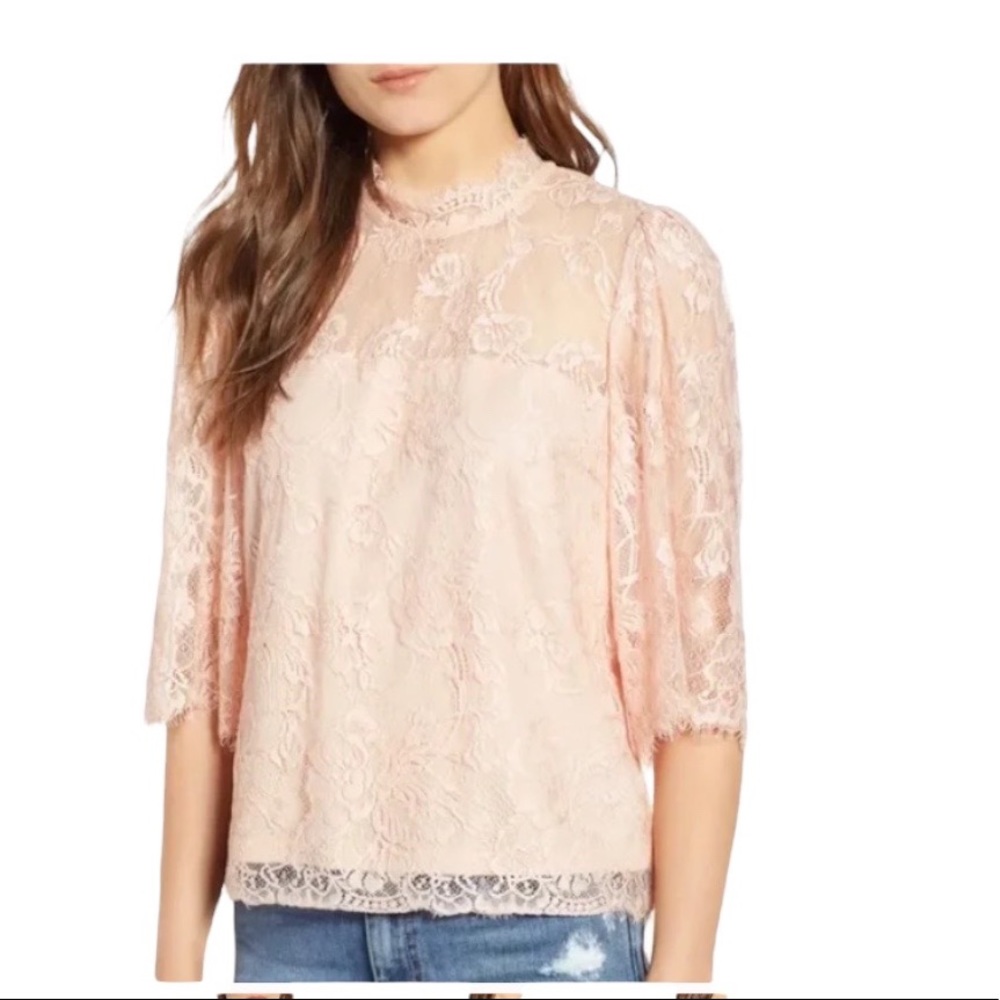 Heartloom Naomi Pink Blush Lace Blouse: Size small